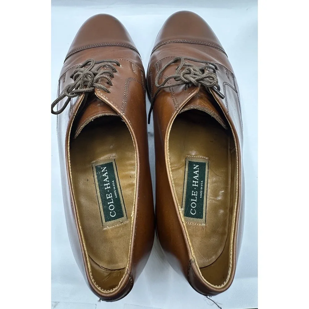 Cole Haan Cap Toe Brown Men's Size 11 D Dress Shoe Leather Lined Vintage USA